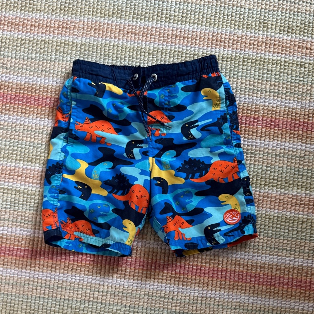 Dinosaur Adventure Swim Shorts - Blue and Orange